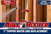 1 inch copper water line repair 